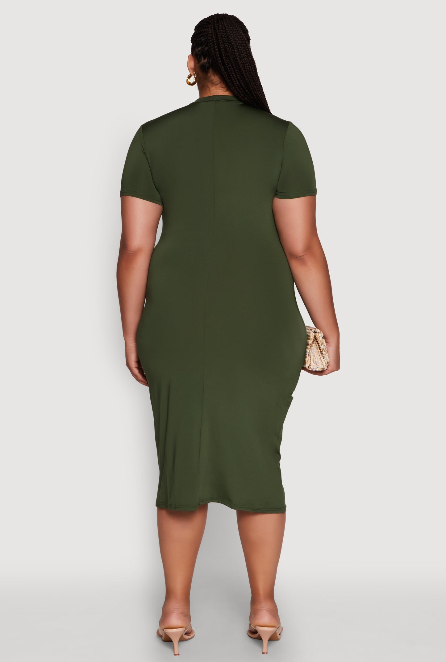 Plus Size Daisy T Shirt Dress with Mock Neck and Short Sleeves