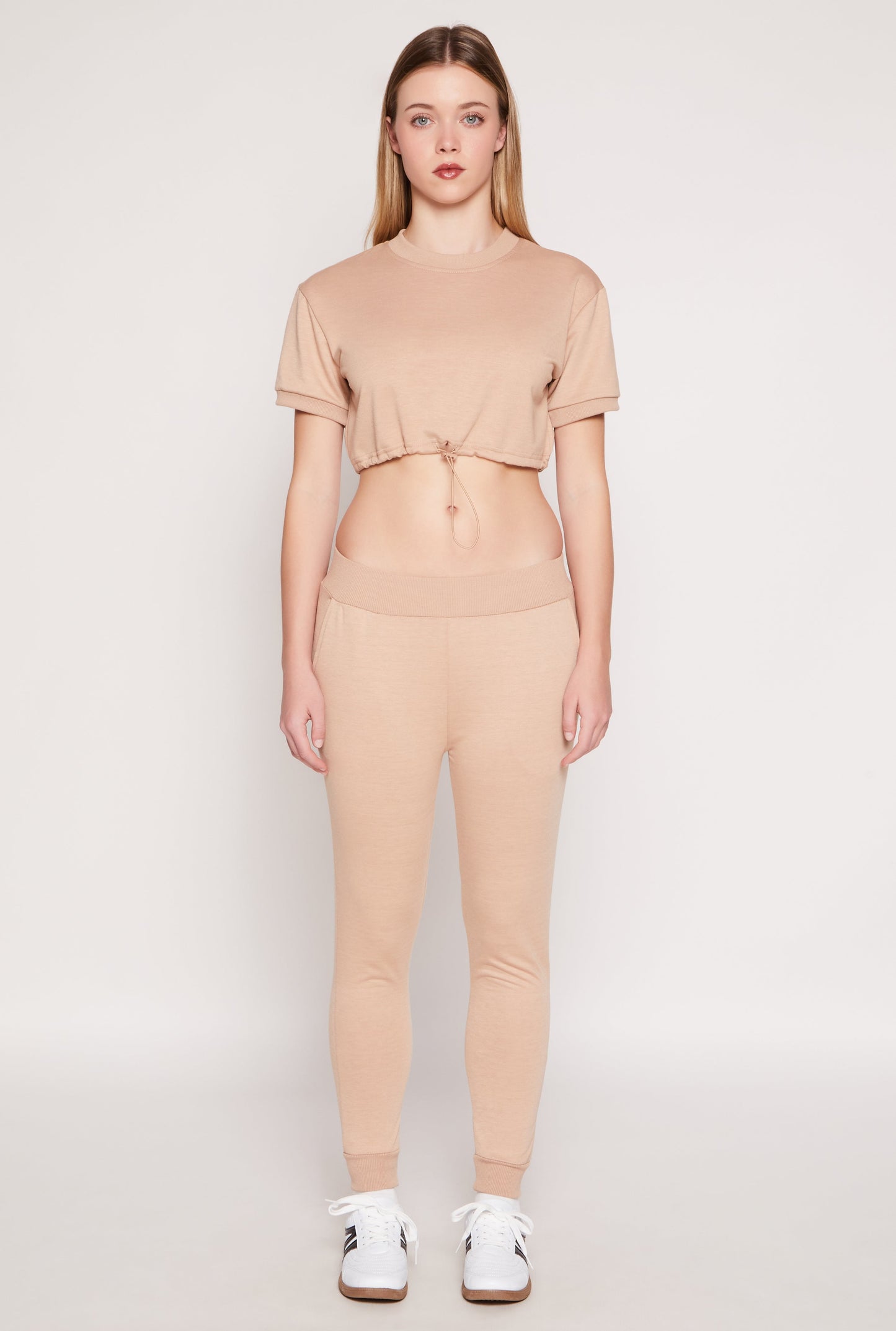 French Terry Pull On High Waisted Joggers
