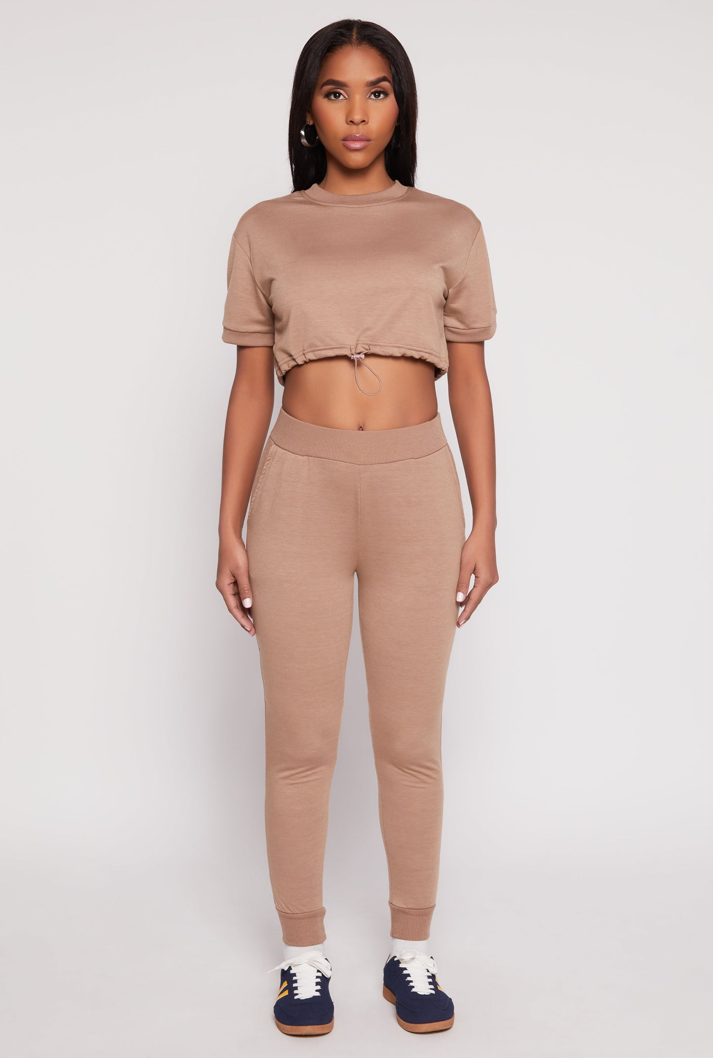 French Terry Pull On High Waisted Joggers