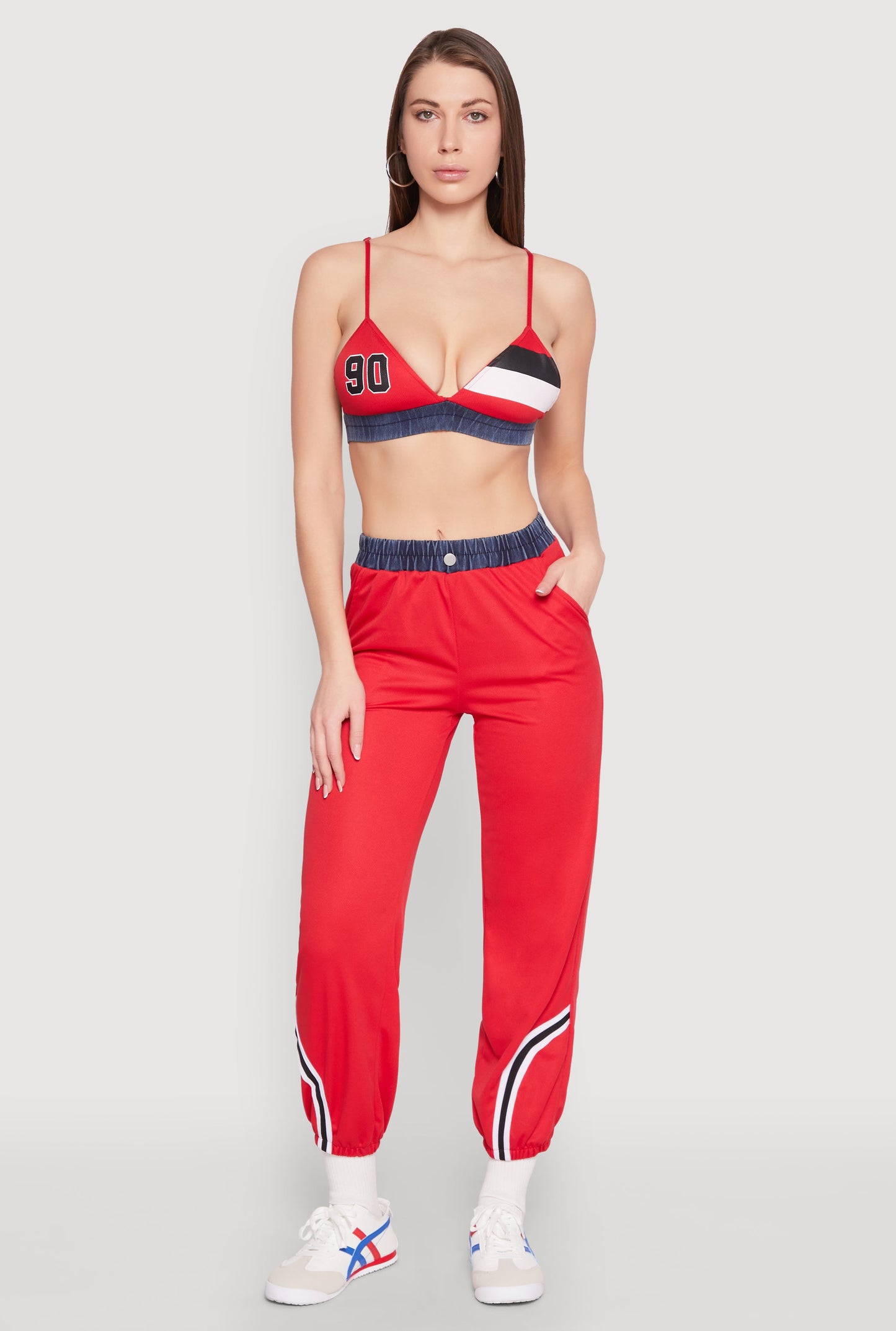 Contrast Trim High Waisted Joggers