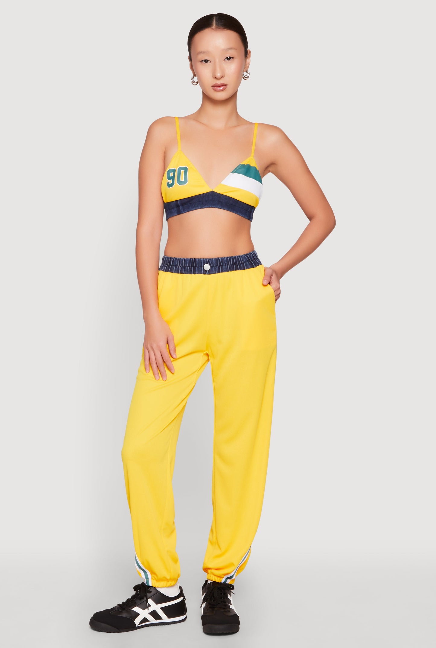 Contrast Trim High Waisted Joggers
