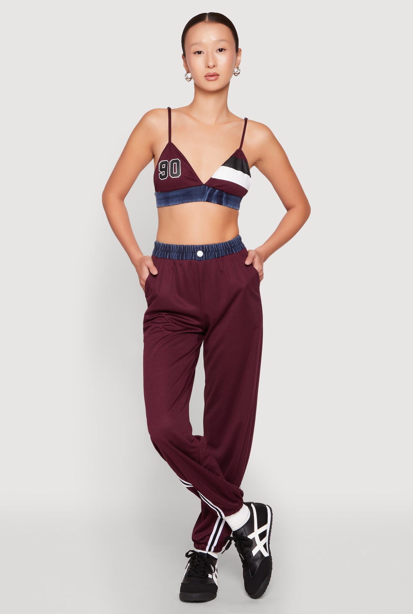 Contrast Trim High Waisted Joggers