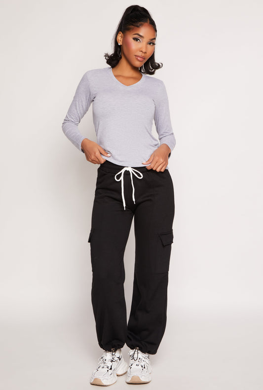 Toggle Drawstring Hem Cargo Sweatpants