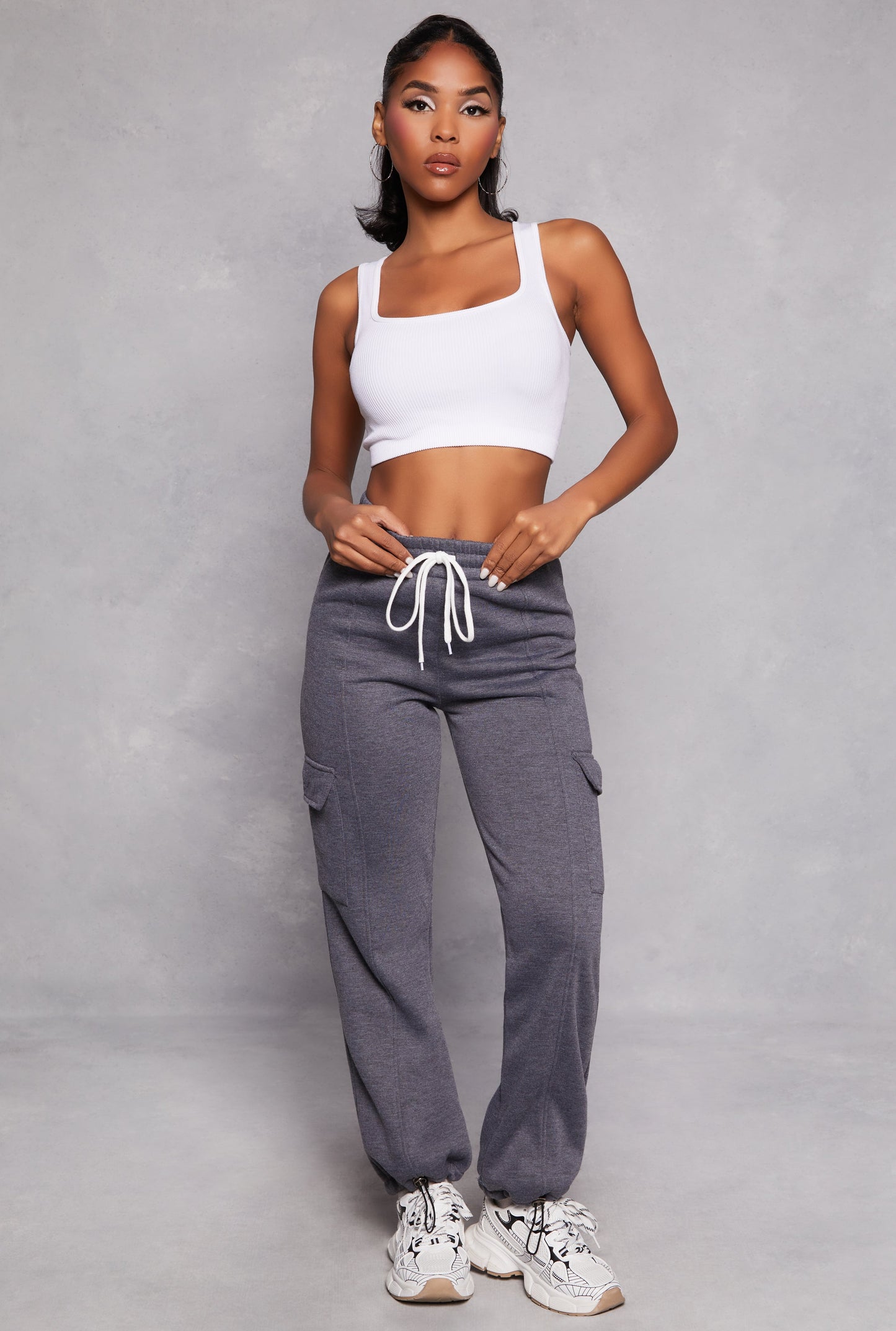 Toggle Drawstring Hem Cargo Sweatpants