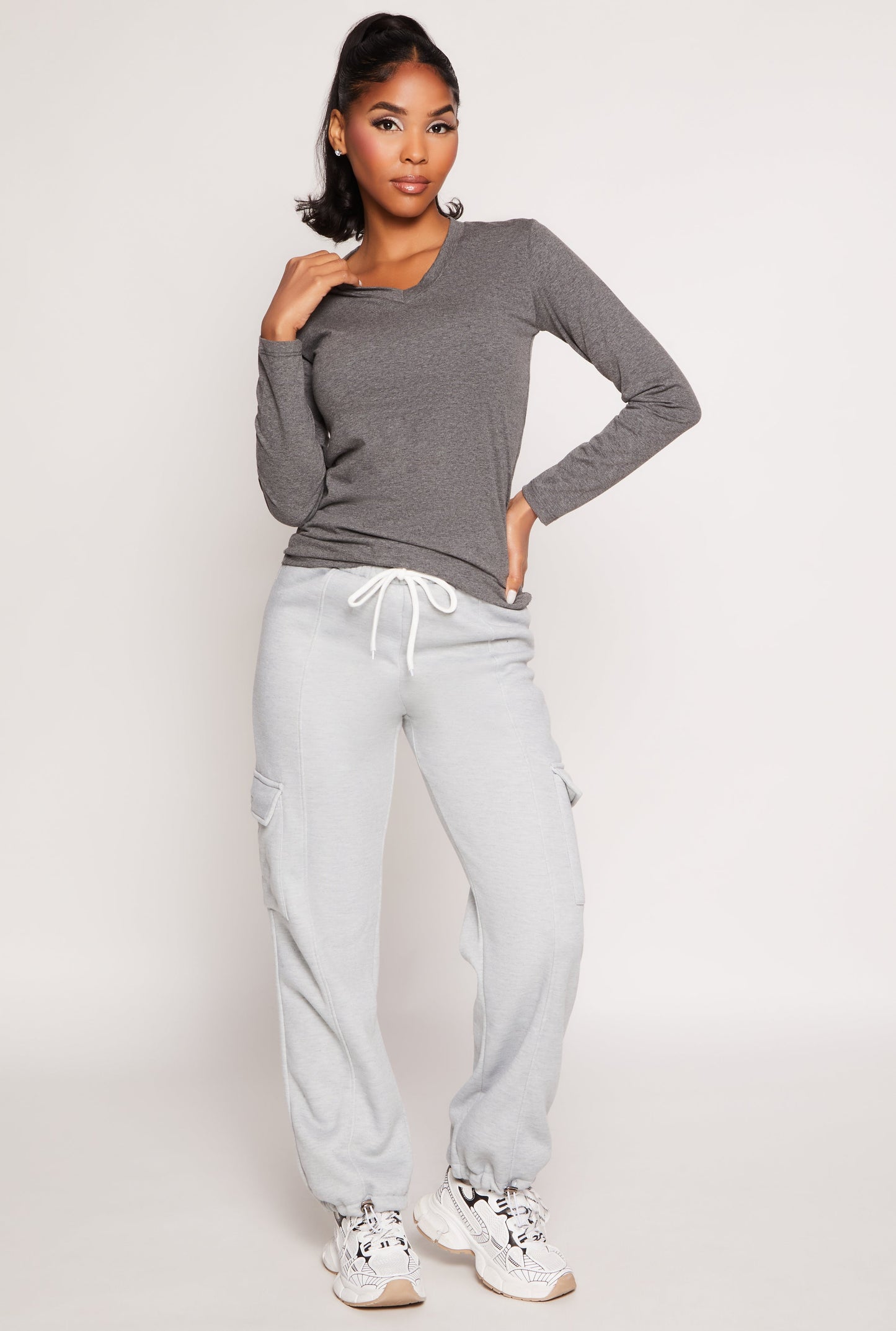 Toggle Drawstring Hem Cargo Sweatpants