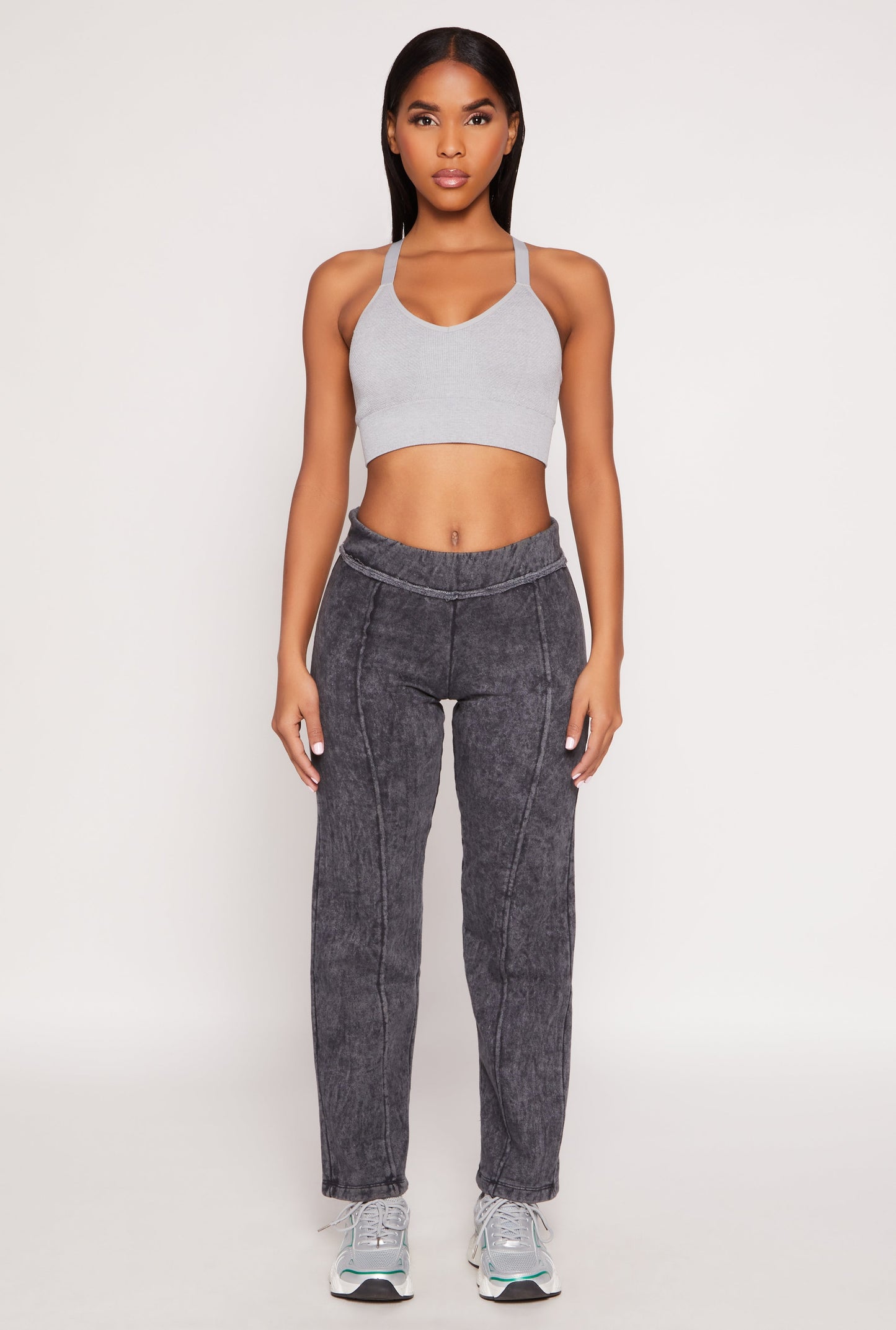 Fleece Acid Wash Pintuck Sweatpants