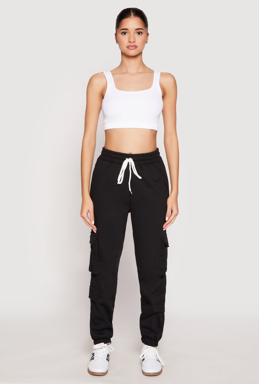 Fleece Cargo Pocket Drawstring Sweatpants