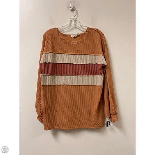 Top Long Sleeve By Bibi In Tan, Size: Xl