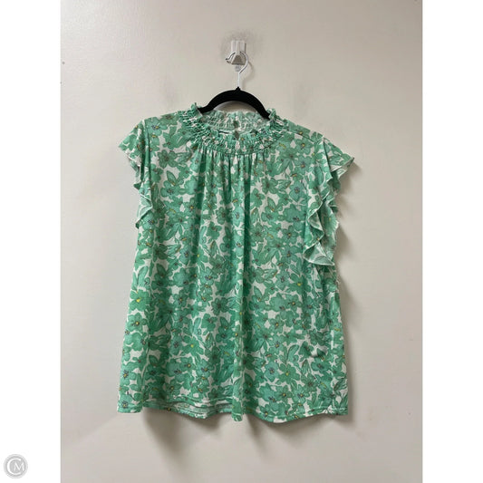 Top Short Sleeve By Melloday In Green & White, Size: Xl