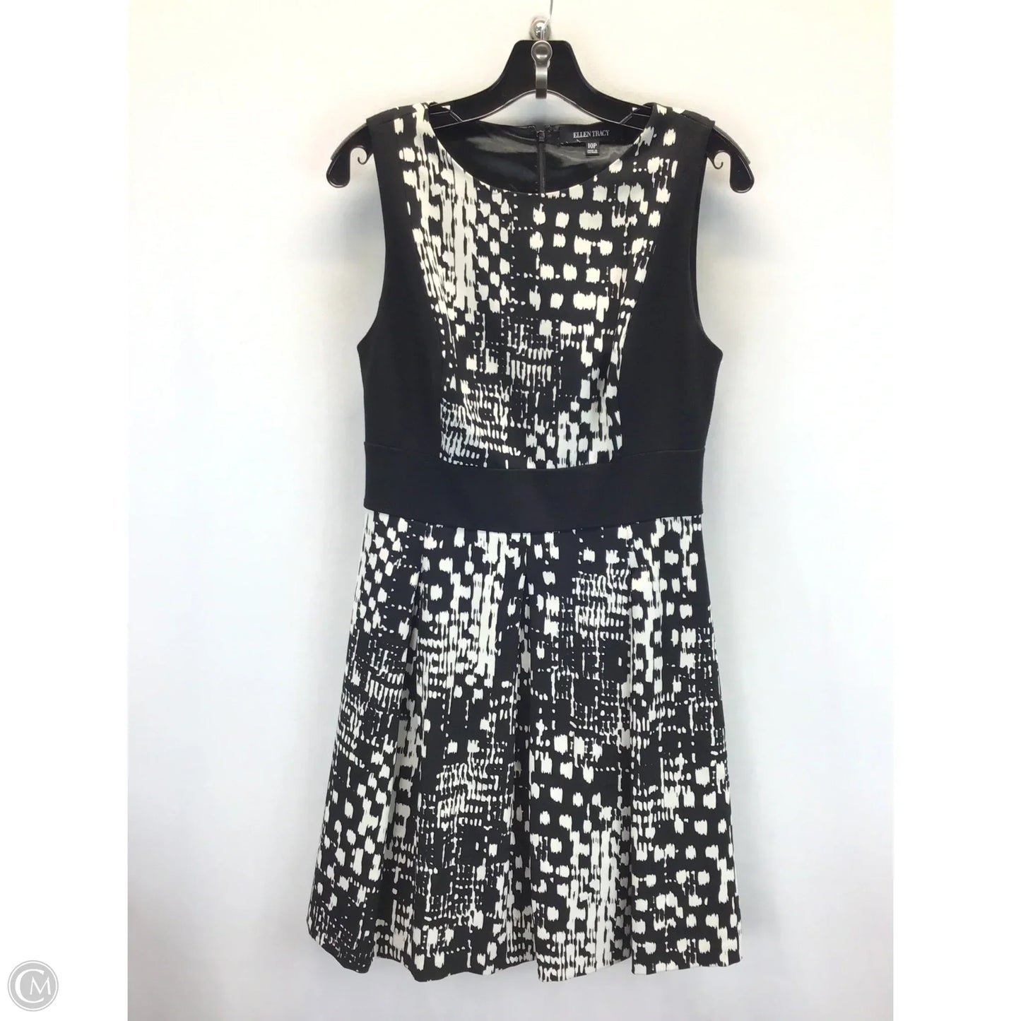 Dress Casual Midi By Ellen Tracy In Black & Cream, Size: 10p
