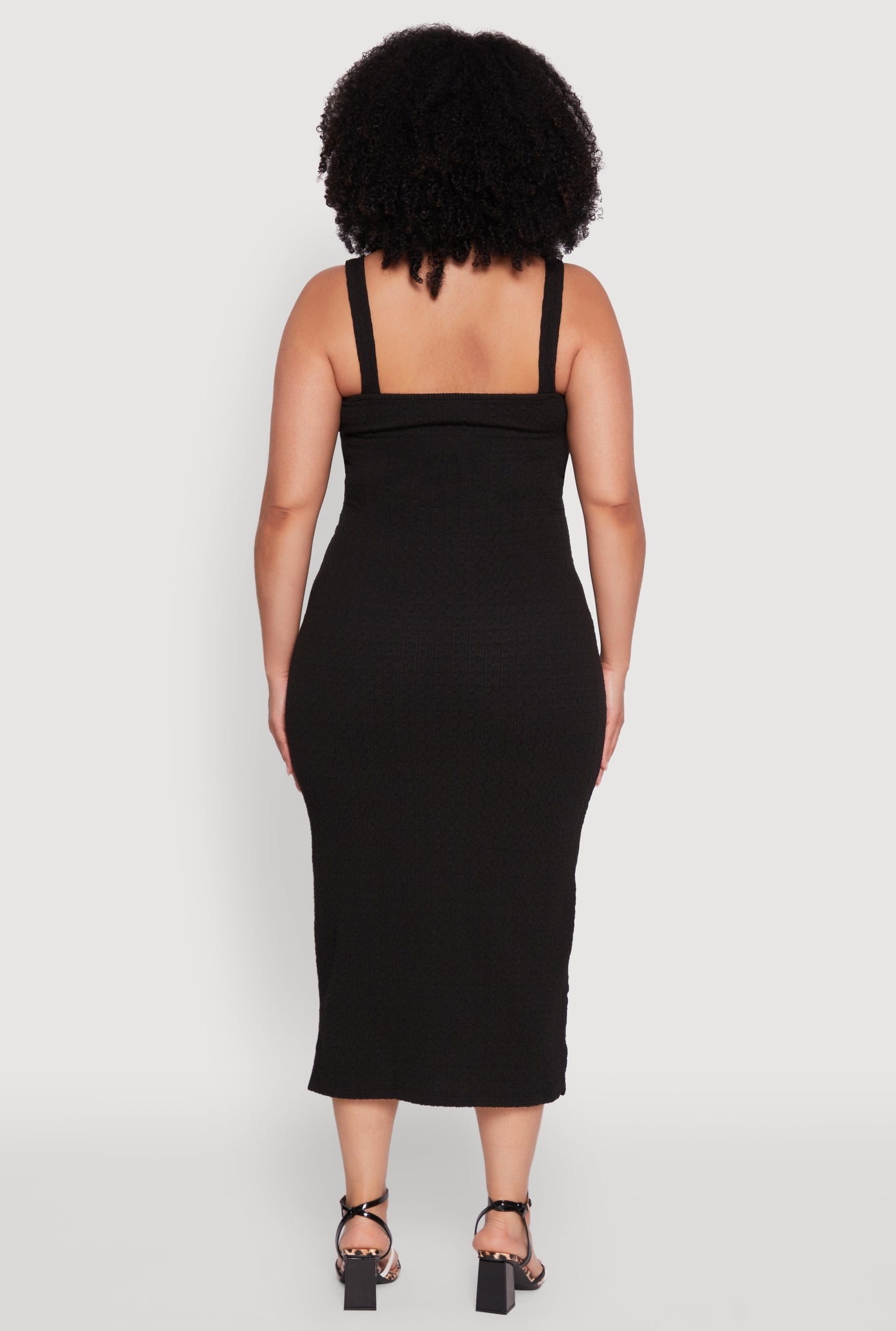 Plus Size Textured Knit Side Slit Midi Dress