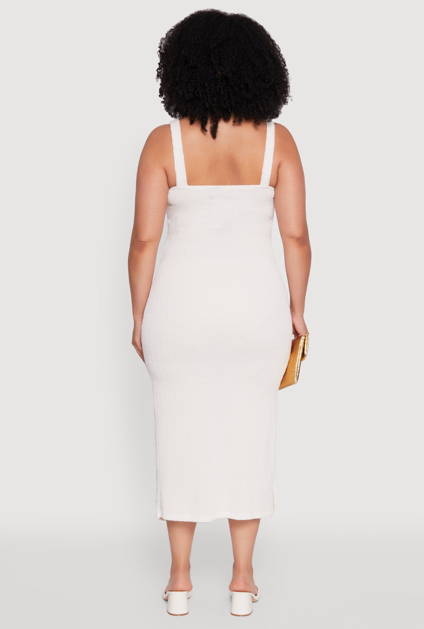 Plus Size Textured Knit Side Slit Midi Dress