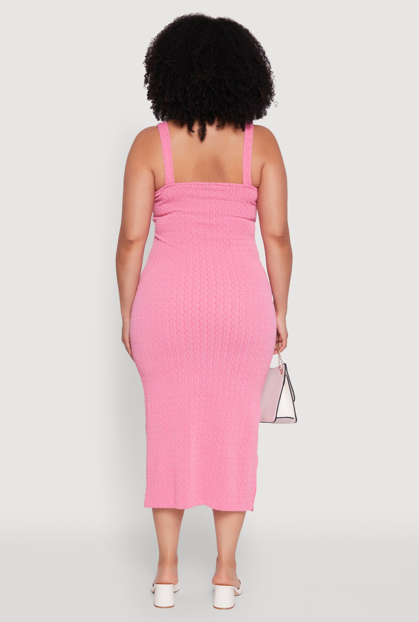 Plus Size Textured Knit Side Slit Midi Dress