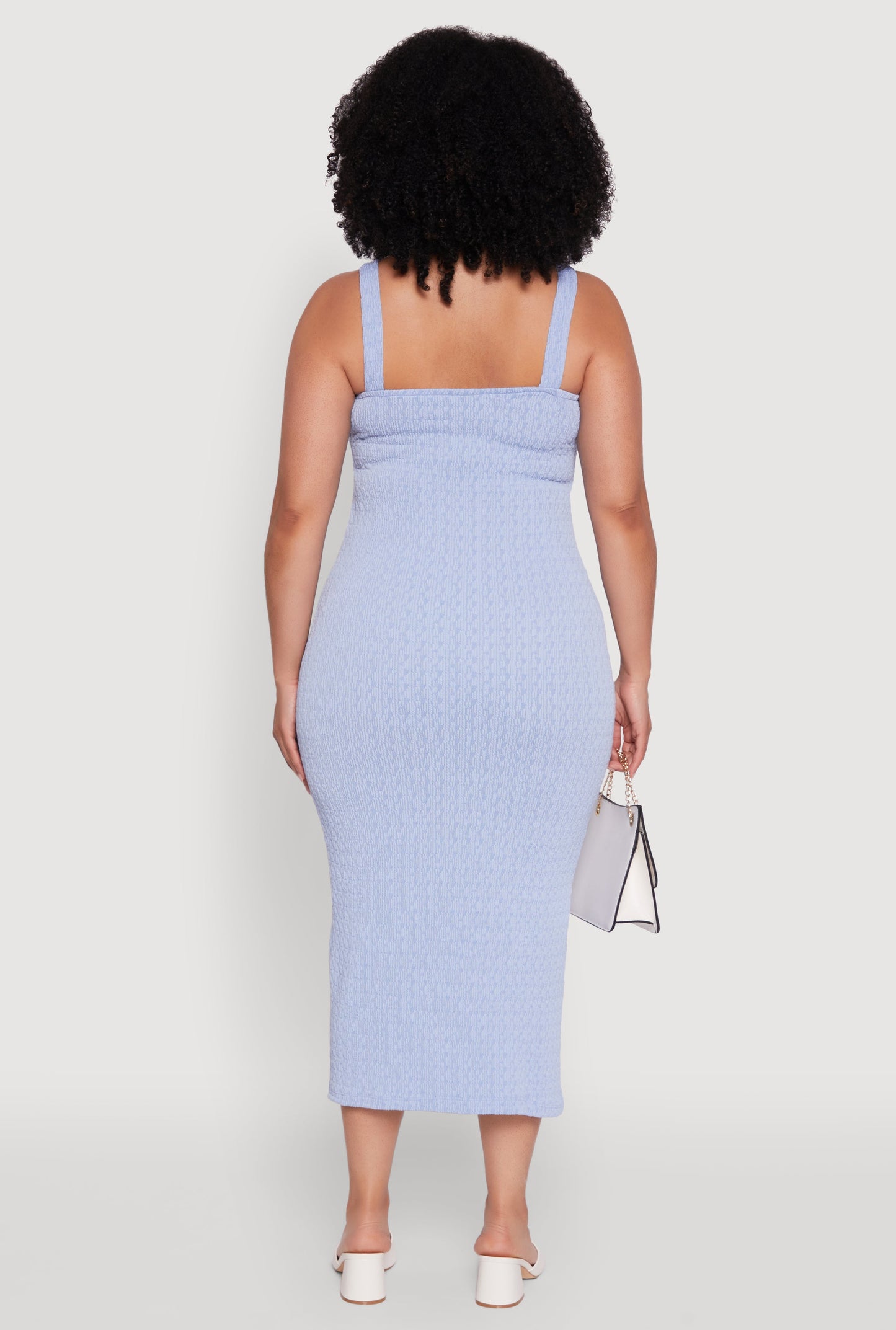 Plus Size Textured Knit Side Slit Midi Dress