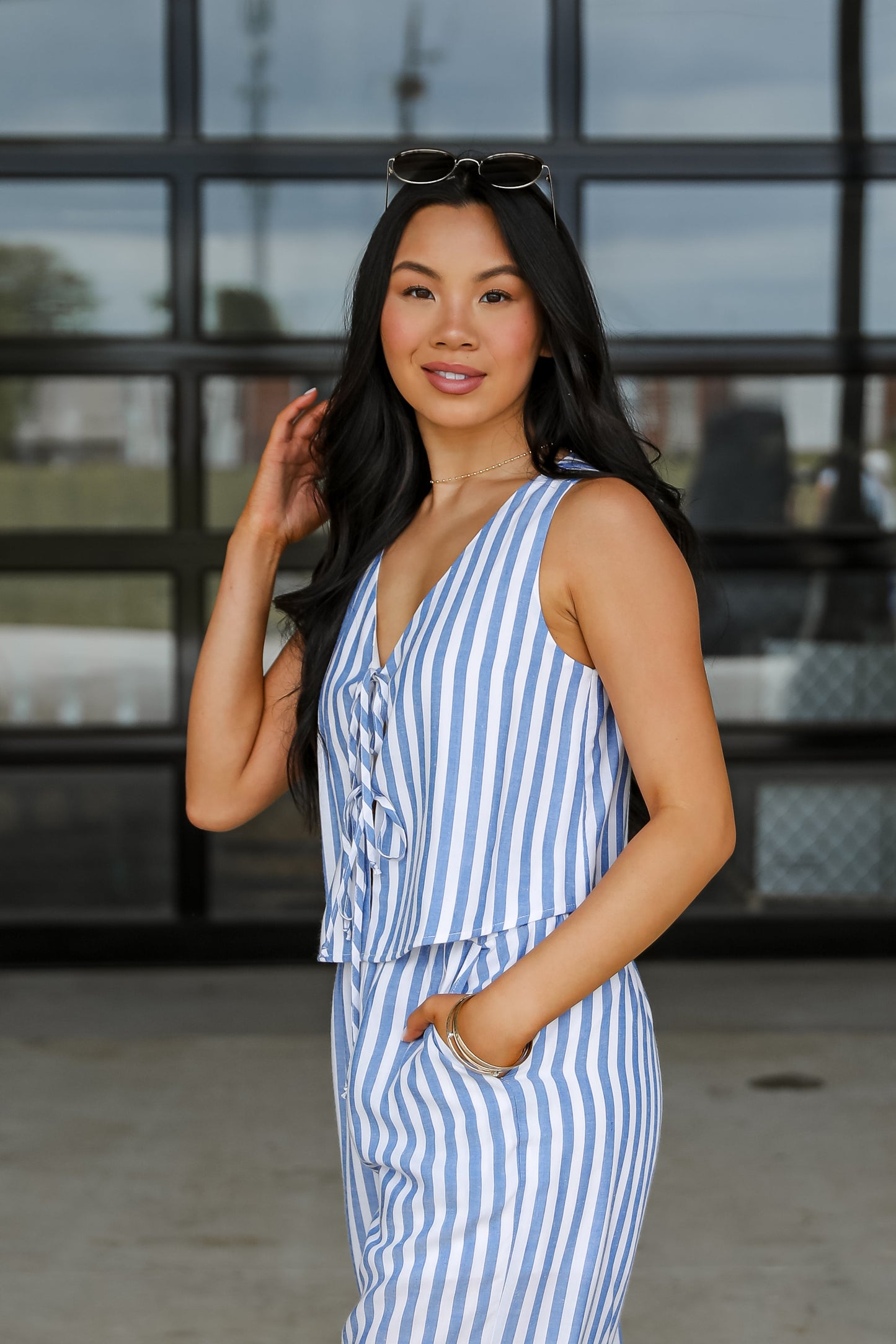 FINAL SALE - Make It Last Navy Striped Bow Tank - DU DEAL