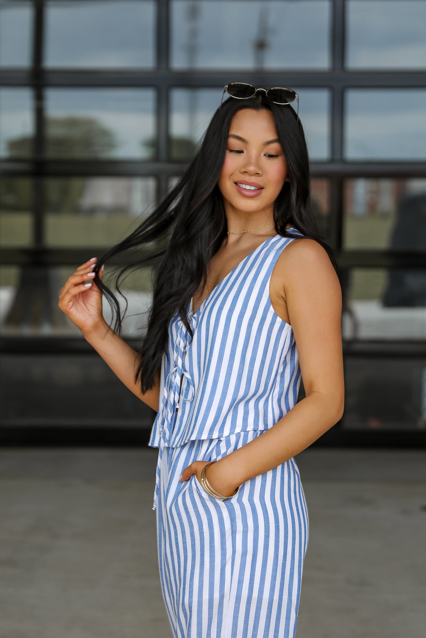 FINAL SALE - Make It Last Navy Striped Bow Tank - DU DEAL