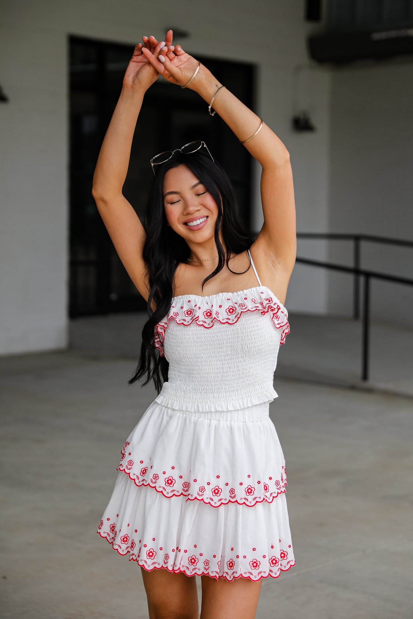 FINAL SALE - American Summer White Smocked Tank