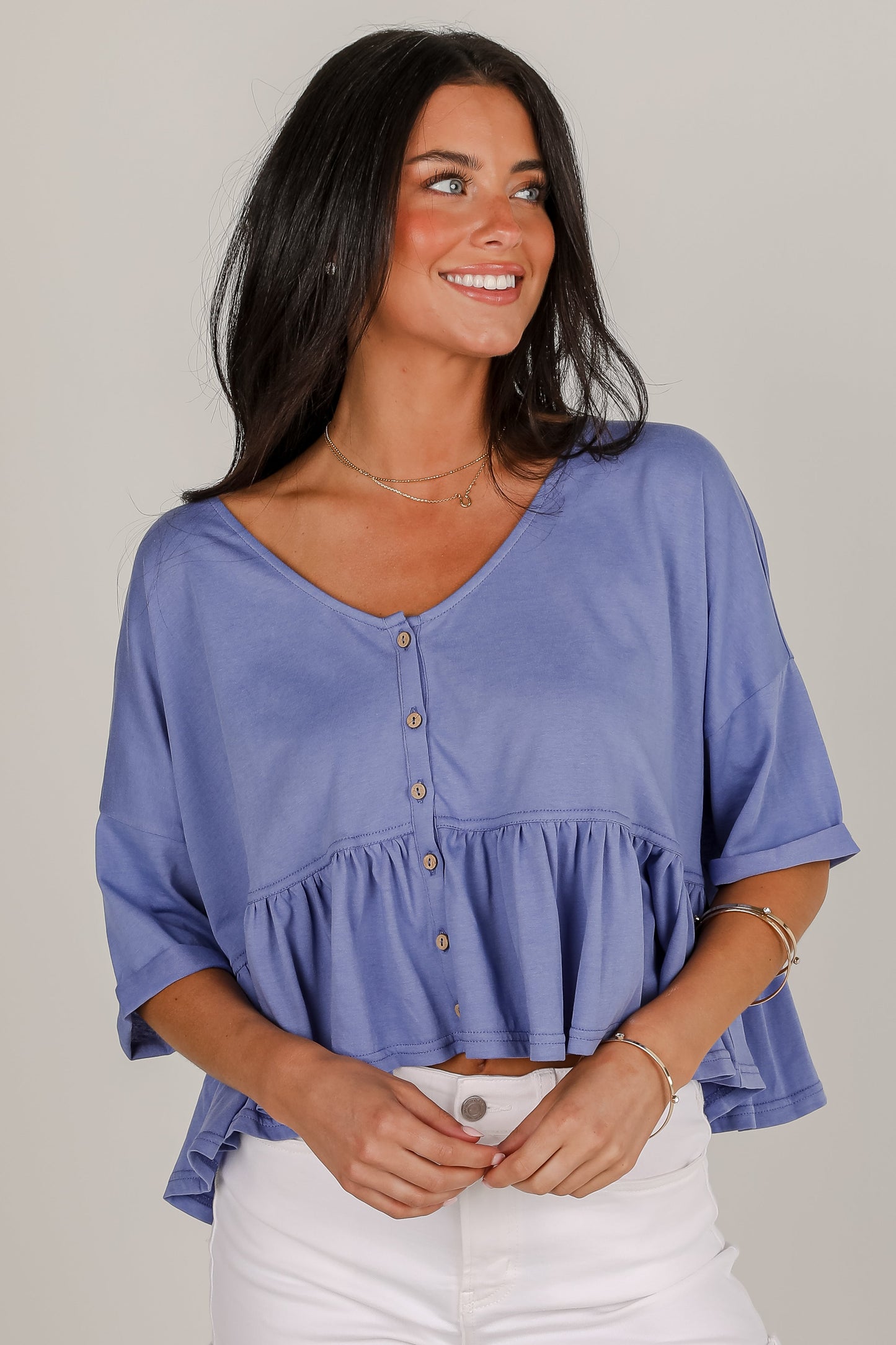 FINAL SALE - Breezy Charm Babydoll Top - DU DEAL