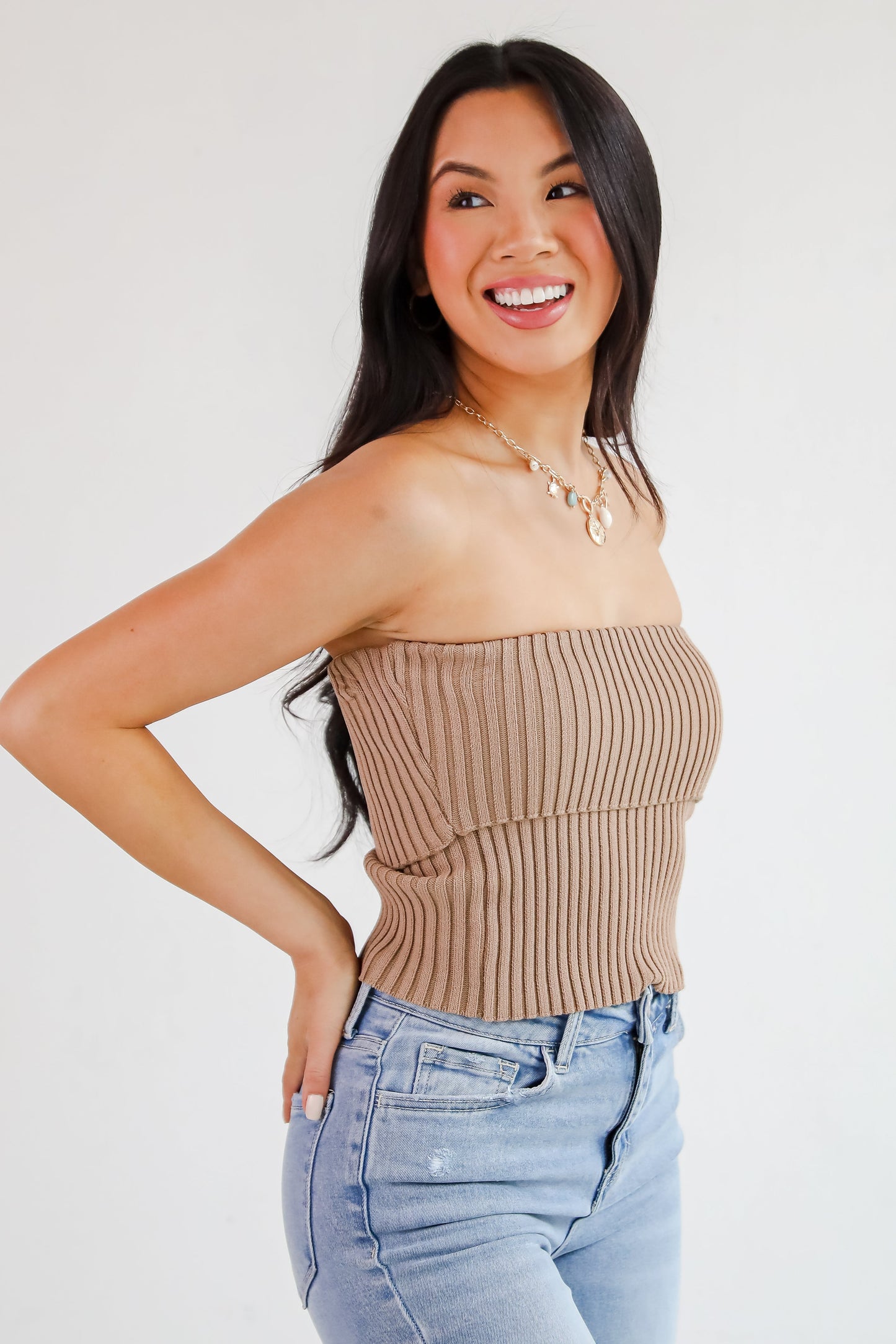 FINAL SALE - Effortless Escape Knit Strapless Top - DU DEAL
