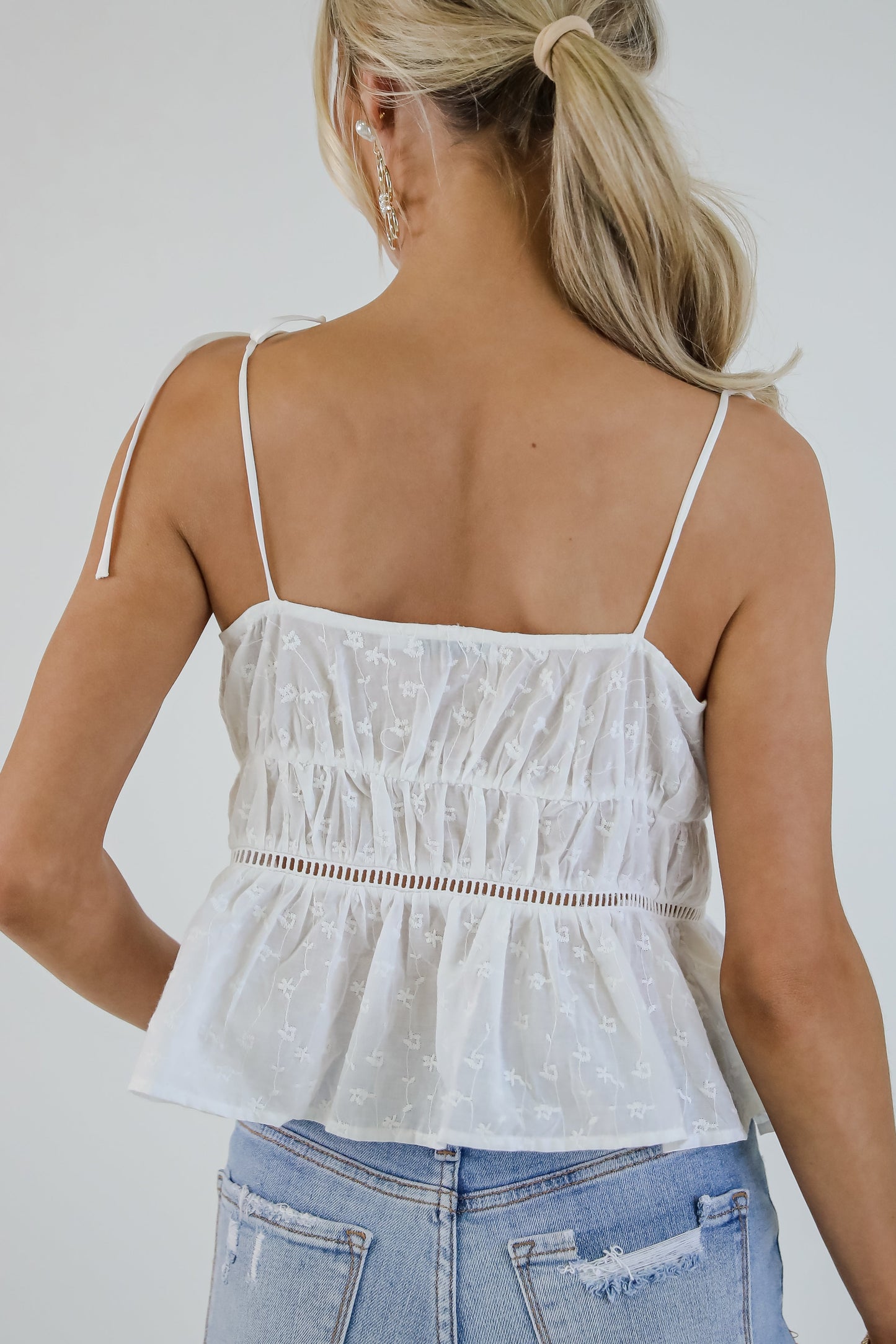 FINAL SALE - Never Told You White Eyelet Lace Tank